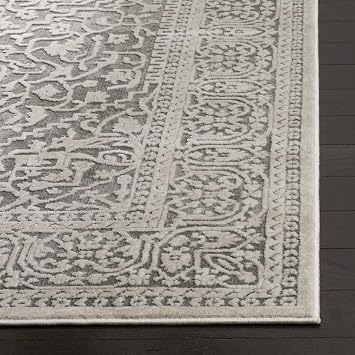 SAFAVIEH Area Rug 8x10 - Reflection Collection - Large - Dark Grey & Cream, Non-Shedding & Easy Cleaning, Ideal for Living Room, Bedroom, Dining Space (RFT670B)