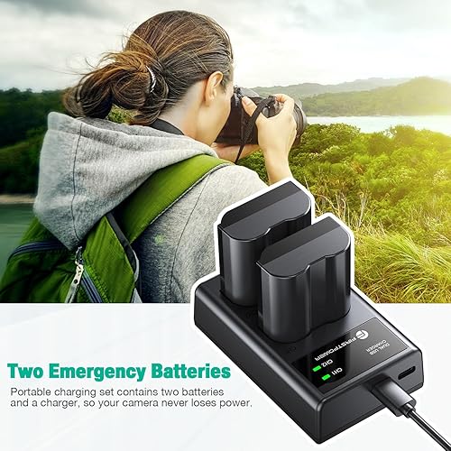 Miniatura 6 de FirstPower Paquete de 2 baterías EN-EL15EL15aEL15bEL15c y cargador dual USB compatible con Nikon Z6 Z7 D750 D850 D7000 D7100 D7200 D7500 D500 D600