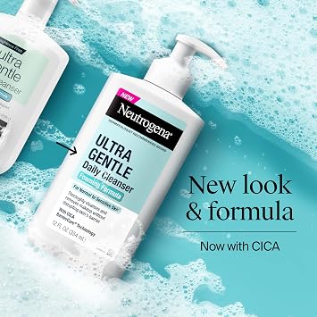 Neutrogena Fragrance Free Ultra Gentle Foaming Daily Cleanser, Hydrating Face Wash for Sensitive Skin, Removes Makeup & Gently Cleanses Without Over Drying, Hypoallergenic, 5.8 fl. oz