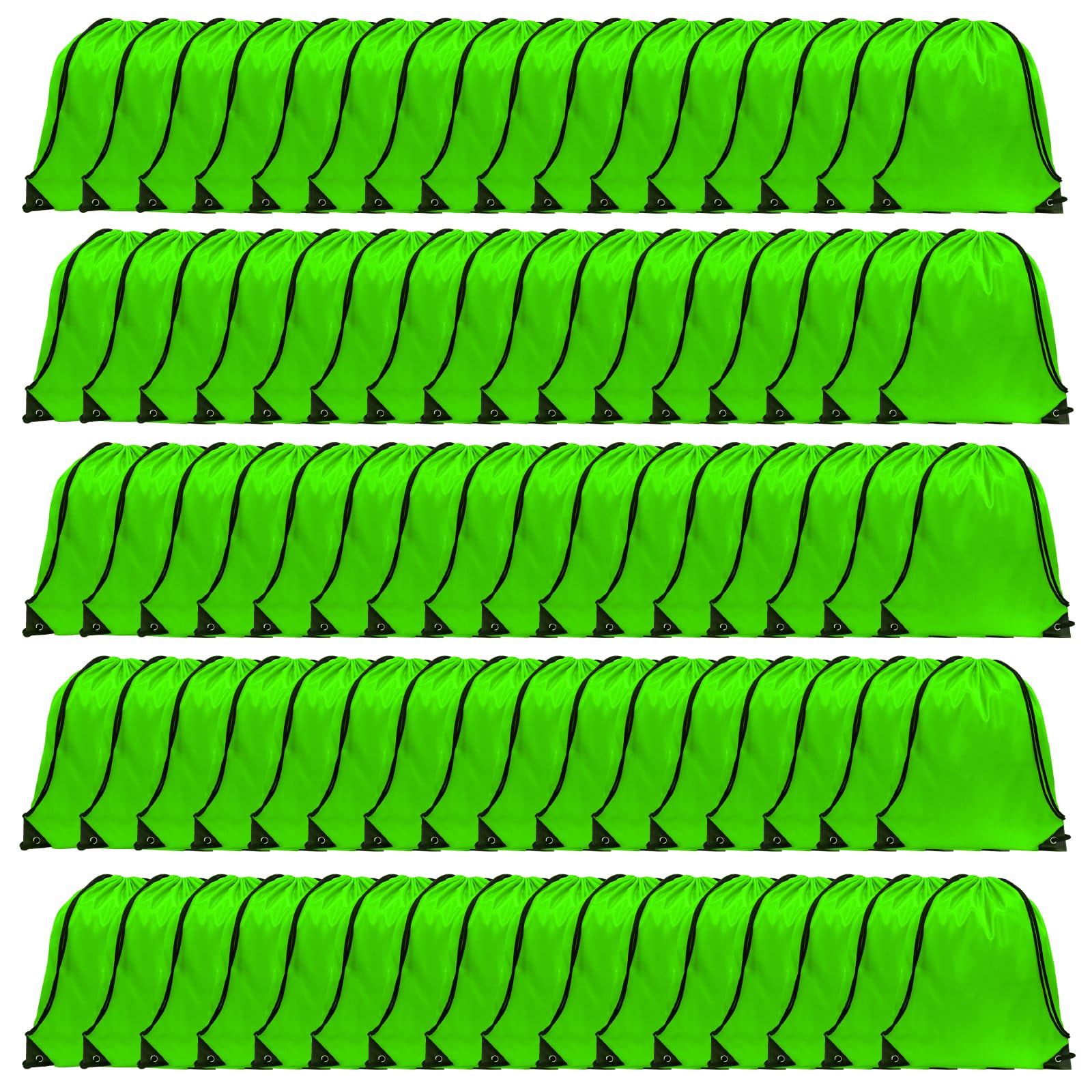 GoodtoU Drawstring Backpack Nylon Bags Pack Bulk Cinch Sack Gym Bag Drawstring Backpack for Sport, Traveling, Team (Green, 80Pcs)