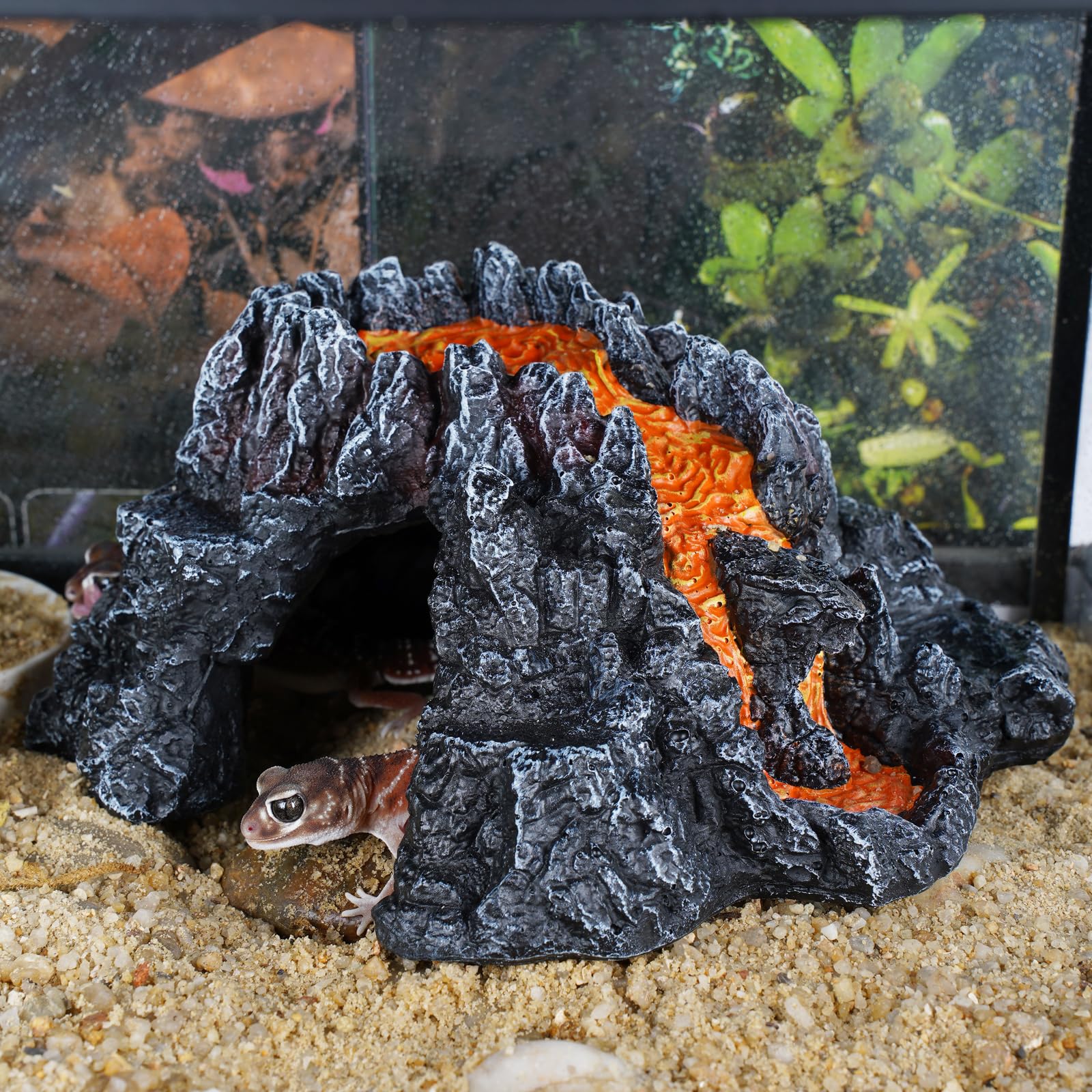 Reptile Cave Hideout Habitat, Great for Bearded Dragons, Leopard Geckos, Lizards, Turtles, Snakes, Frogs, Scorpions, Spiders and Other Reptiles, Amphibians (C - Medium) — view 2