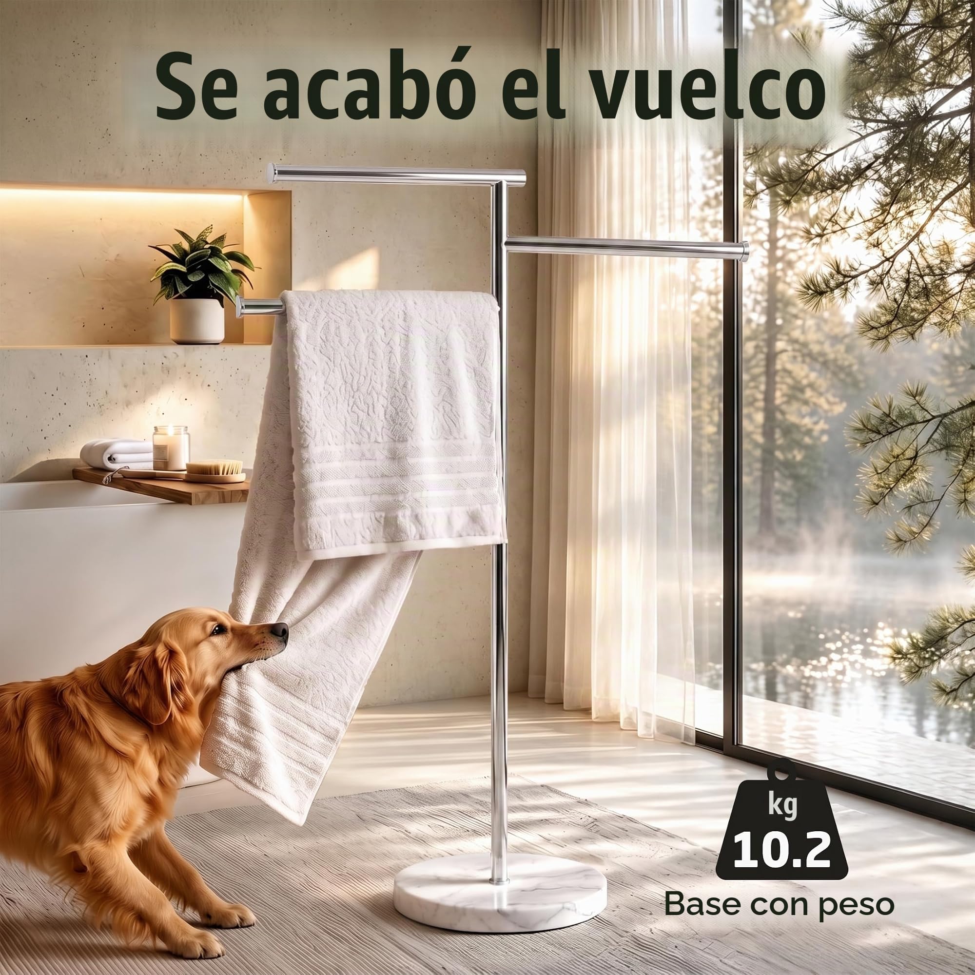 KES Toallero de Pie Barra Toallas Baño 3 Niveles Giratorio con Base Mármol Toalleros de Baño Pie Acero Inoxidable SUS304 Pulido, BTH219