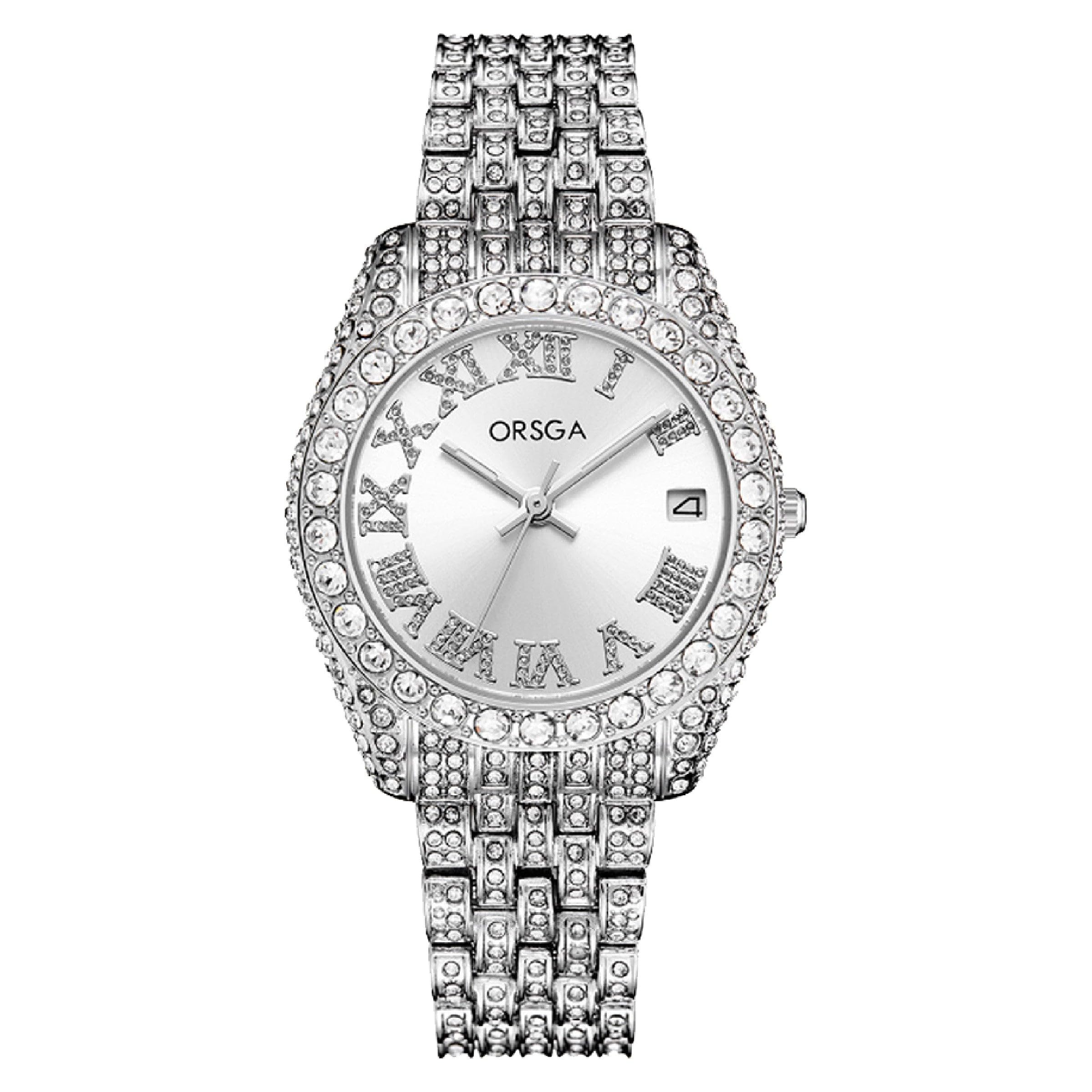 ORSGA Women Watches Ornate Watch for Women - White Dial Full Diamond Silver Analog Ladies Watch - Latest Wrist Watches Women (B0CS6PMMMQ) Amazon Price History, Amazon Price Tracker