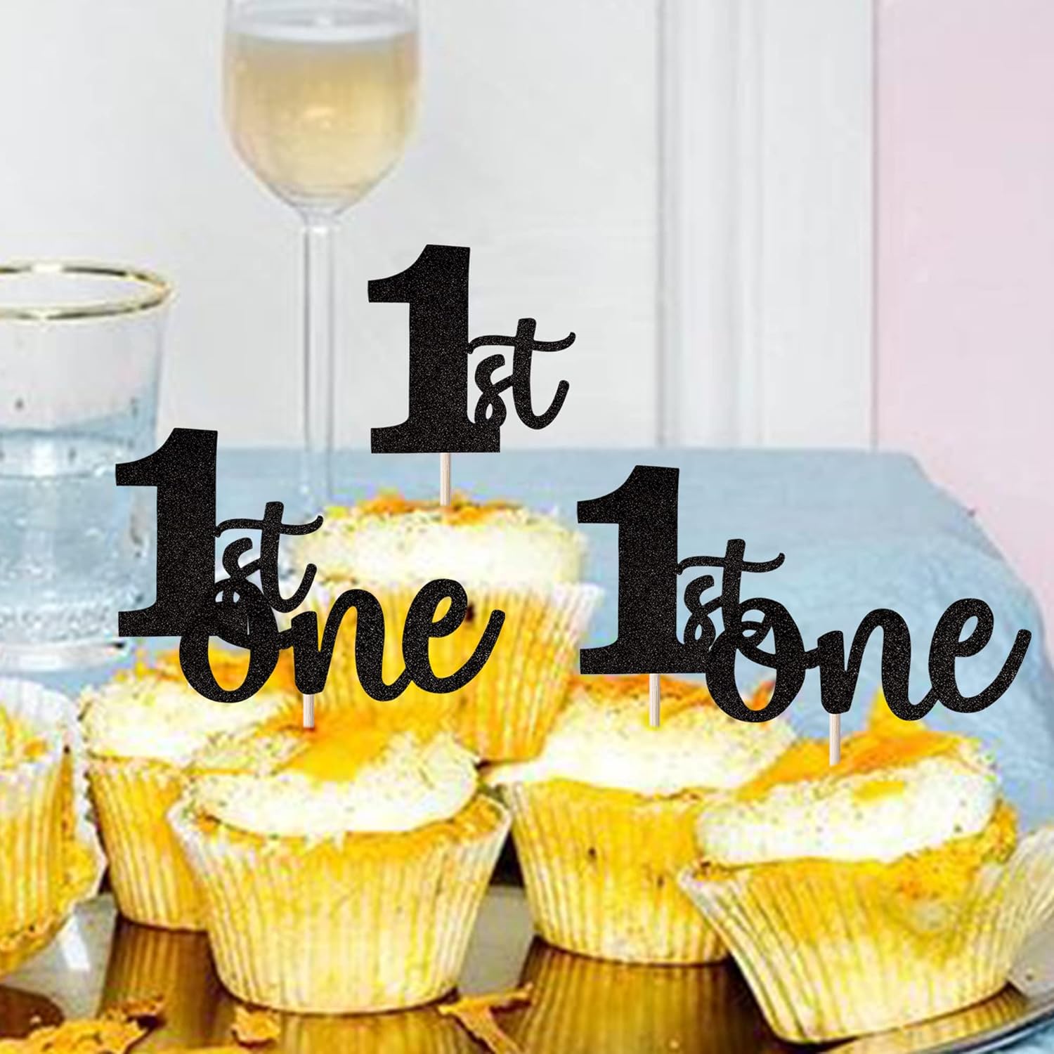 Rsstarxi 24 Pack 1st Birthday Cupcake Toppers Glitter First Birthday One Cupcake Picks for Baby Shower 1st Birthday Party Cake Decorations Supplies Black - Image 7