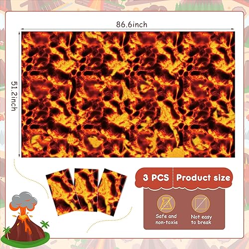 Miniatura 9 de Irenare Mantel de lava para decoración de volcán, mantel de dinosaurio, mantel de llama, cubierta de plástico para mesa de Halloween, juego de lava,