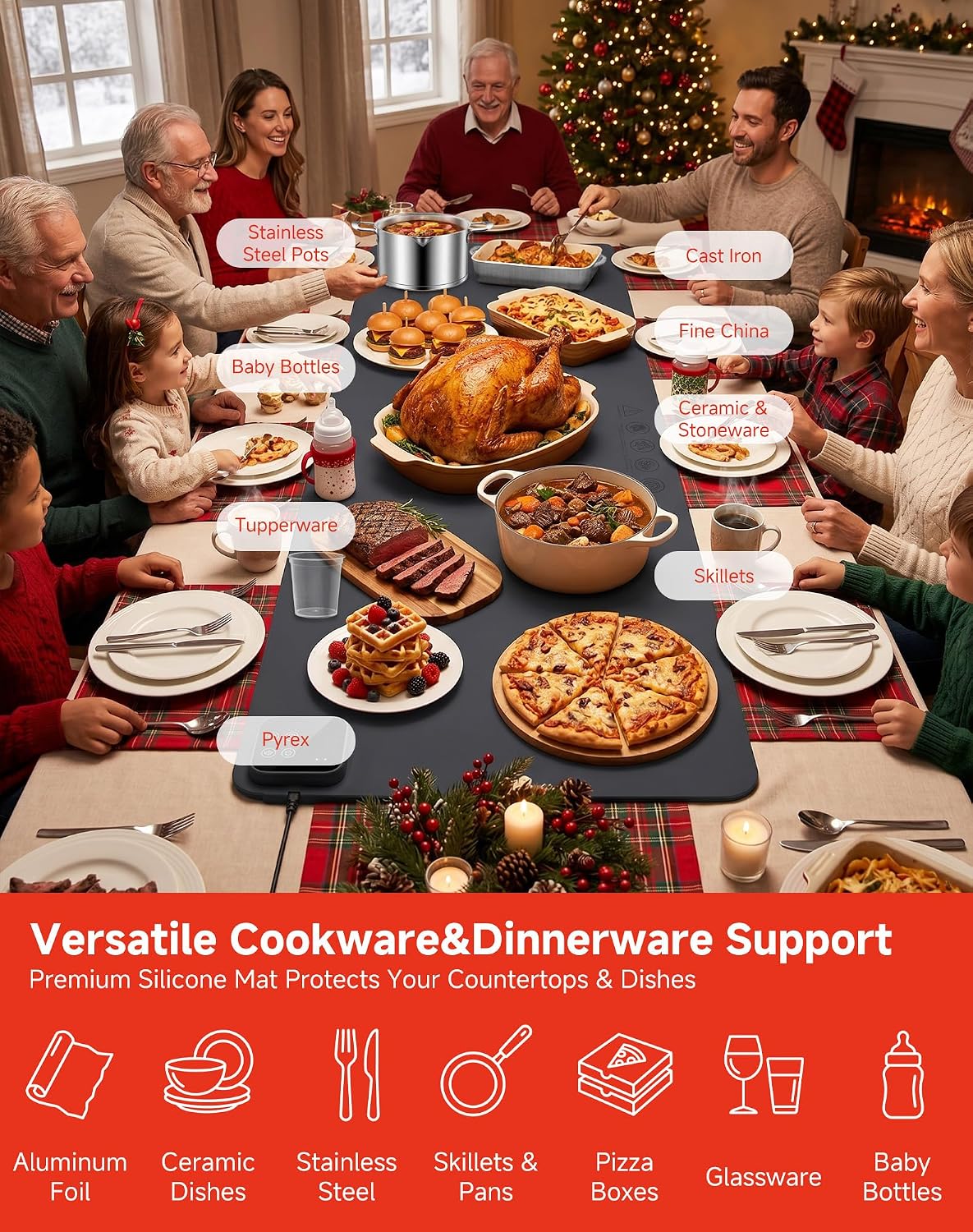 Warming Mat for Food Extra Large 47"x15", 450W Food Warming Mat image 5