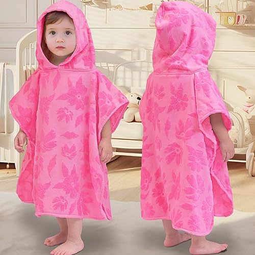 Miniatura 25 de VOOVA & MOVAS Toallas de baño con capucha para niños pequeños (2-6 años, 24 x 48 pulgadas), poncho de algodón para piscina, perfecto para nadar