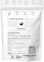 Vista 4 de Micro Ingredients Vitamina D3 10,000 UI + K2 MK-7 200 mcg, 300 cápsulas blandas con aceite de coco virgen Complejo vitamínico 2 en 1 de vitaminas