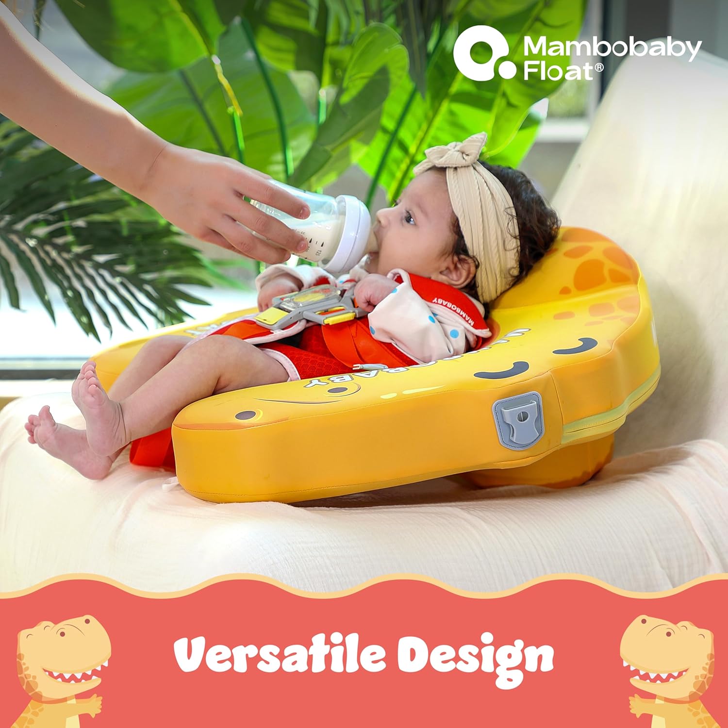 MAMBOBABYFLOAT Sunny Navigator Baby Pool Float with Canopy — Safe, Comfortable, Adjustable Axolotl Pool Float w/Sun Protection, Air-Free Foam Technology, 5-Way Buckle System