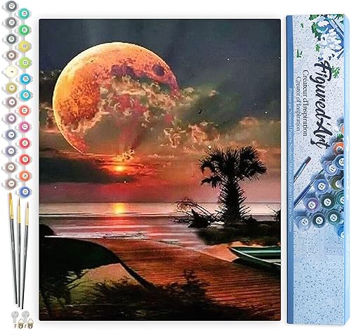 Vista 129 de Figured'Art - Juego de pintura por números, lienzo enrollado sin marco, para manualidades, para adultos, 16 x 20 pulgadas, jarrón de peonías