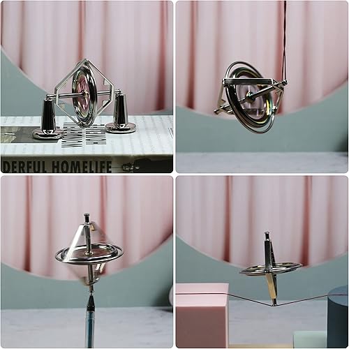 Miniatura 16 de Joytech Giroscopio de precisión Metal Anti-gravedad Spinning Top Balance Juguete Regalo Educativo AG002 Azul+dorado