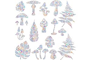 Elegant Mushroom and Leaf Suncatcher Window Stickers