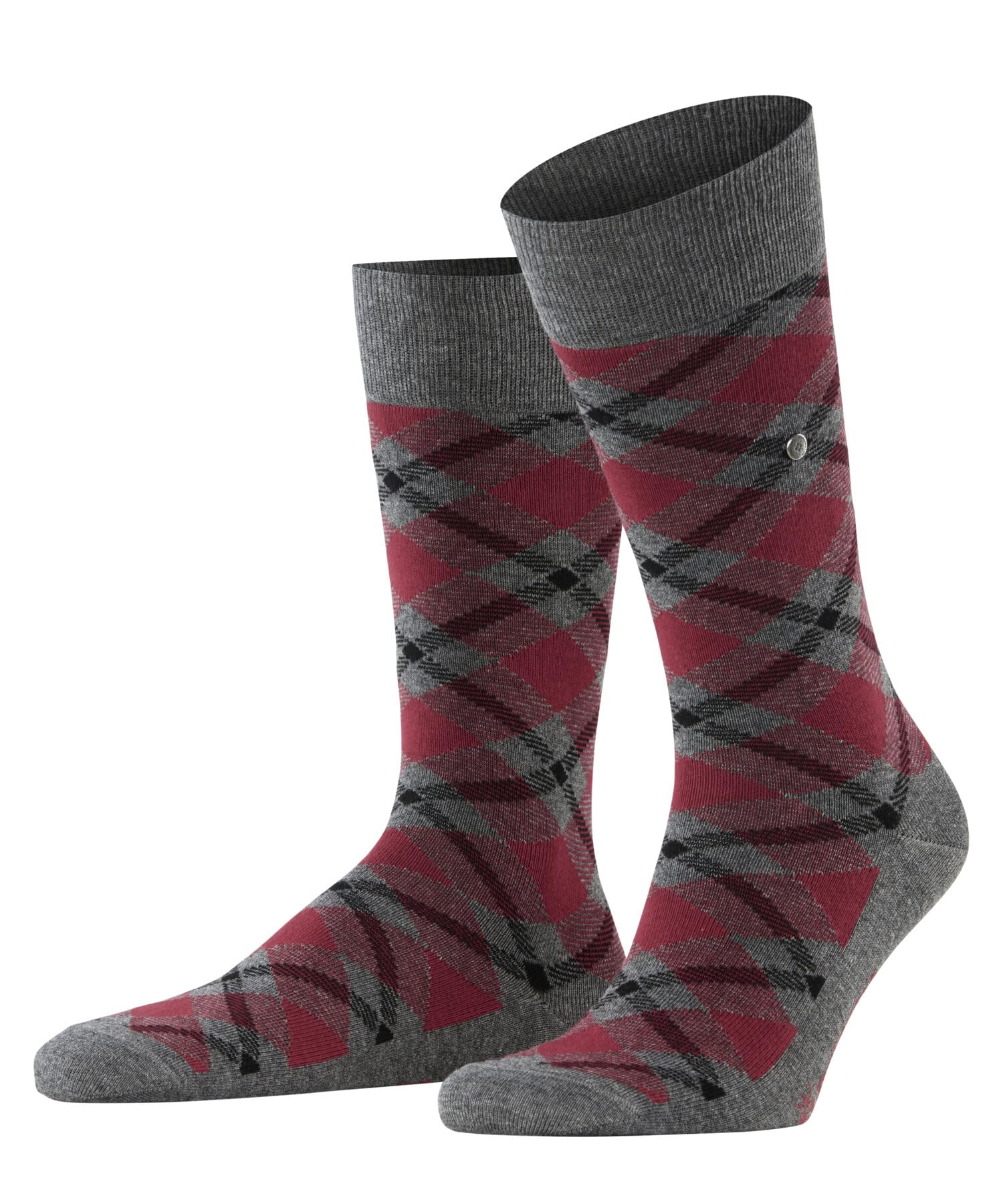 Burlington Men's Gris Football Socks Tartan