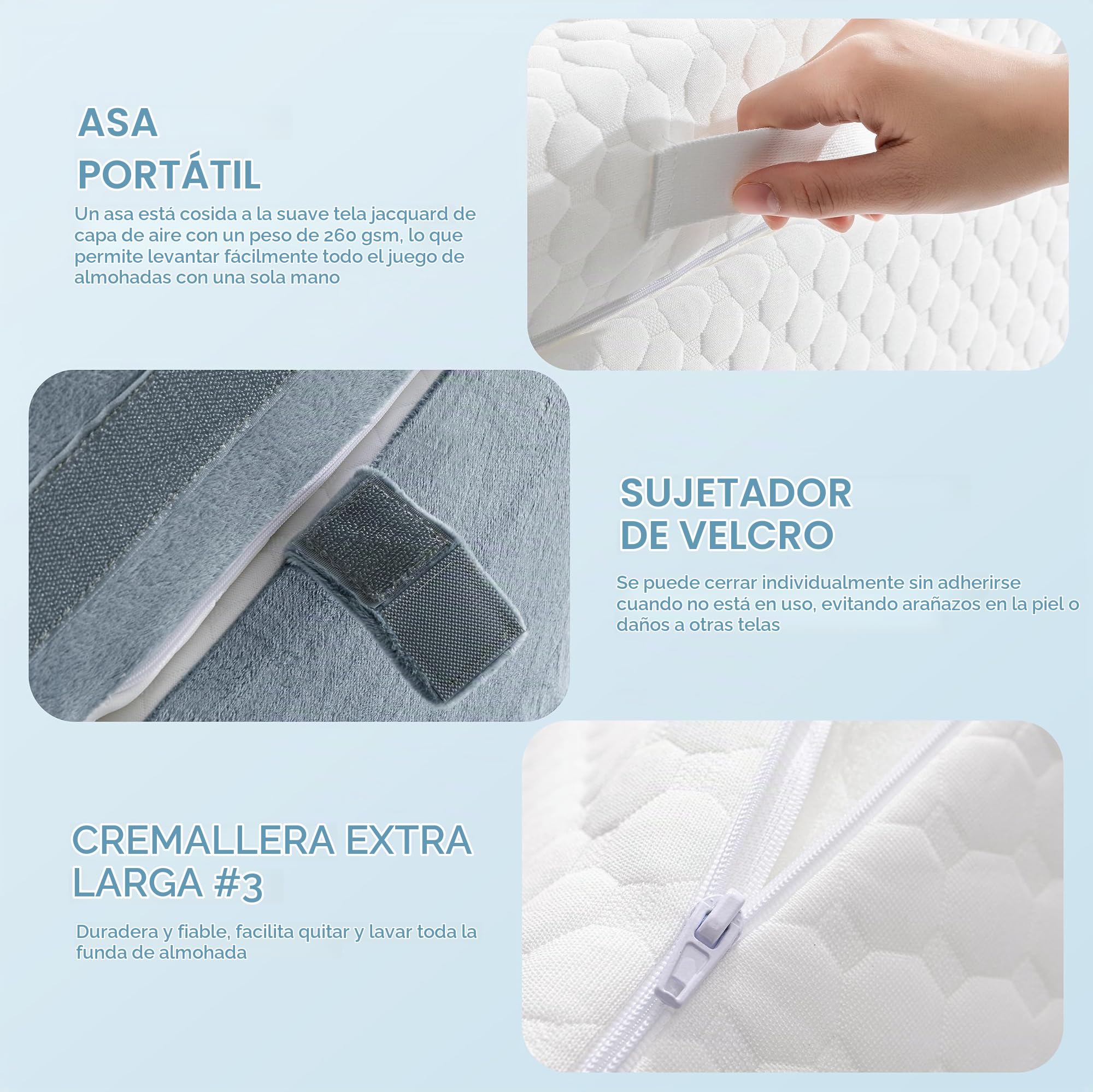 Cuña Antireflujo Juego de Almohadas Wedge Ortopédicas 3 en 1 - Almohada Triangular Plegable de Espuma Viscoelástica Ajustable de 23 y 36 cm para Soporte de Piernas, Apnea del Sueño