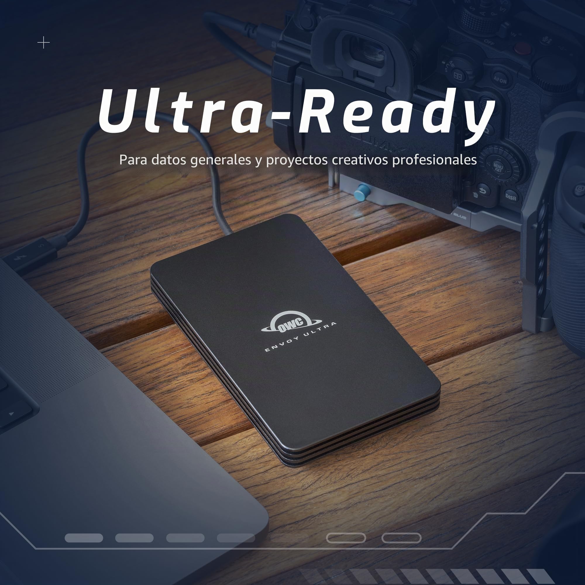 OWC Unidad Externa portátil Envoy Ultra Thunderbolt 5 de 2 TB, ultrarrápida con velocidades de Transferencia TB5 de más de 6000 MB/s, Compatible con TB3, TB4 y USB4, Funciona con Mac y PC