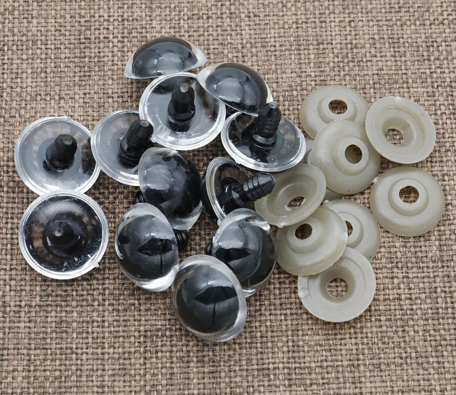 150Pcs 10-30mm Transparent Large Plastic Safety Eyes Craft Safety Eyes DIY Eyes with Washers for Plush Animal Teddy Bear Doll Puppet Crafts