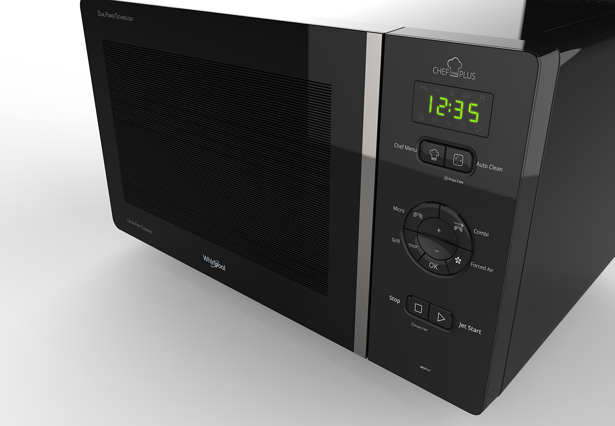 Whirlpool MCP 347 BL - Horno microondas con grill, 25 litros, negro