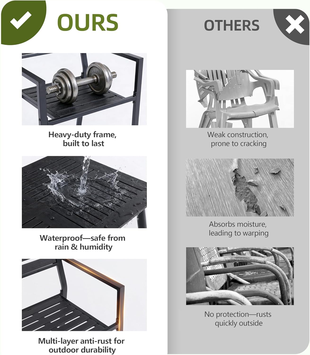 5-Piece Outdoor Dining Set - All-Weather HDPE Patio Table and 4 Stackable Chairs with Rust-Proof Steel Frame, Space-Saving Patio Furniture Set for Backyard (Black)