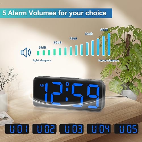 Miniatura 3 de Peakeep Small Digital Alarm Clock Plug in for Bedrooms Bedside, Tiny Electric Clock Large Big Numbers Display with Battery Backup for Desk Table, 6