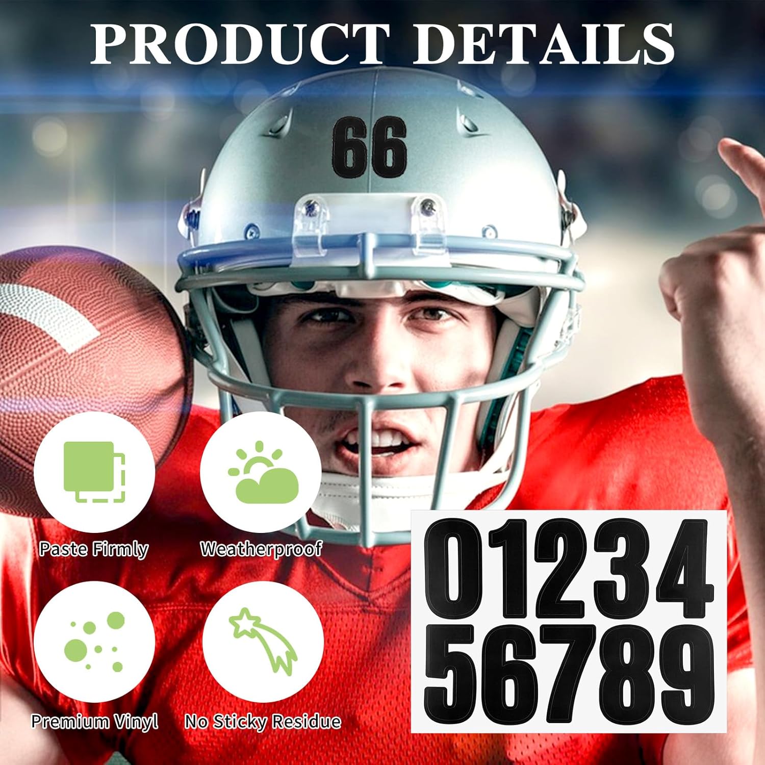 200 Pcs Number Stickers, 20 Sheets 1.5 in Black Vinyl Stick on Numbers, 0-9 Adhesive Waterproof Number Sticker for Helmet Mailbox Signs Car House Bin
