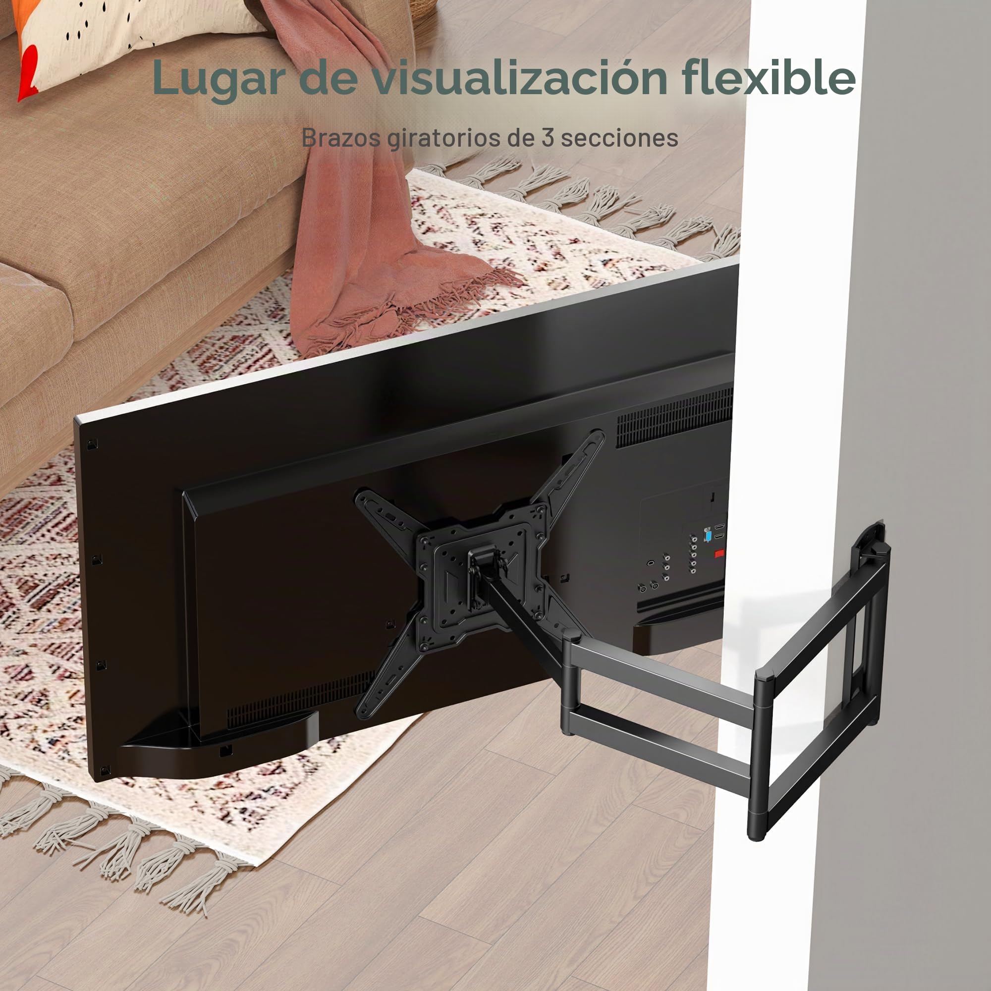 XINLEI Soporte TV Pared Extensible hasta 1021 mm, Brazo Articulado para TVs Planas y Curvas de 26-70 Pulgadas, Inclinación +3°/-12°, Giro ±90°, VESA 400x400 mm, Carga 45 kg – MAP3L
