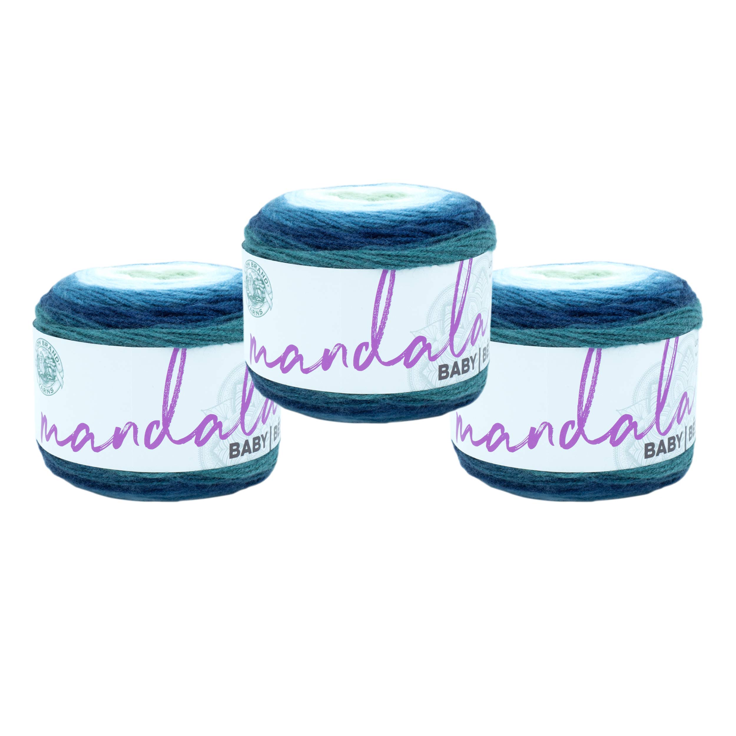 (3 Pack) Lion Brand Yarn 526-205 Mandala Baby Yarn, Echo Caves