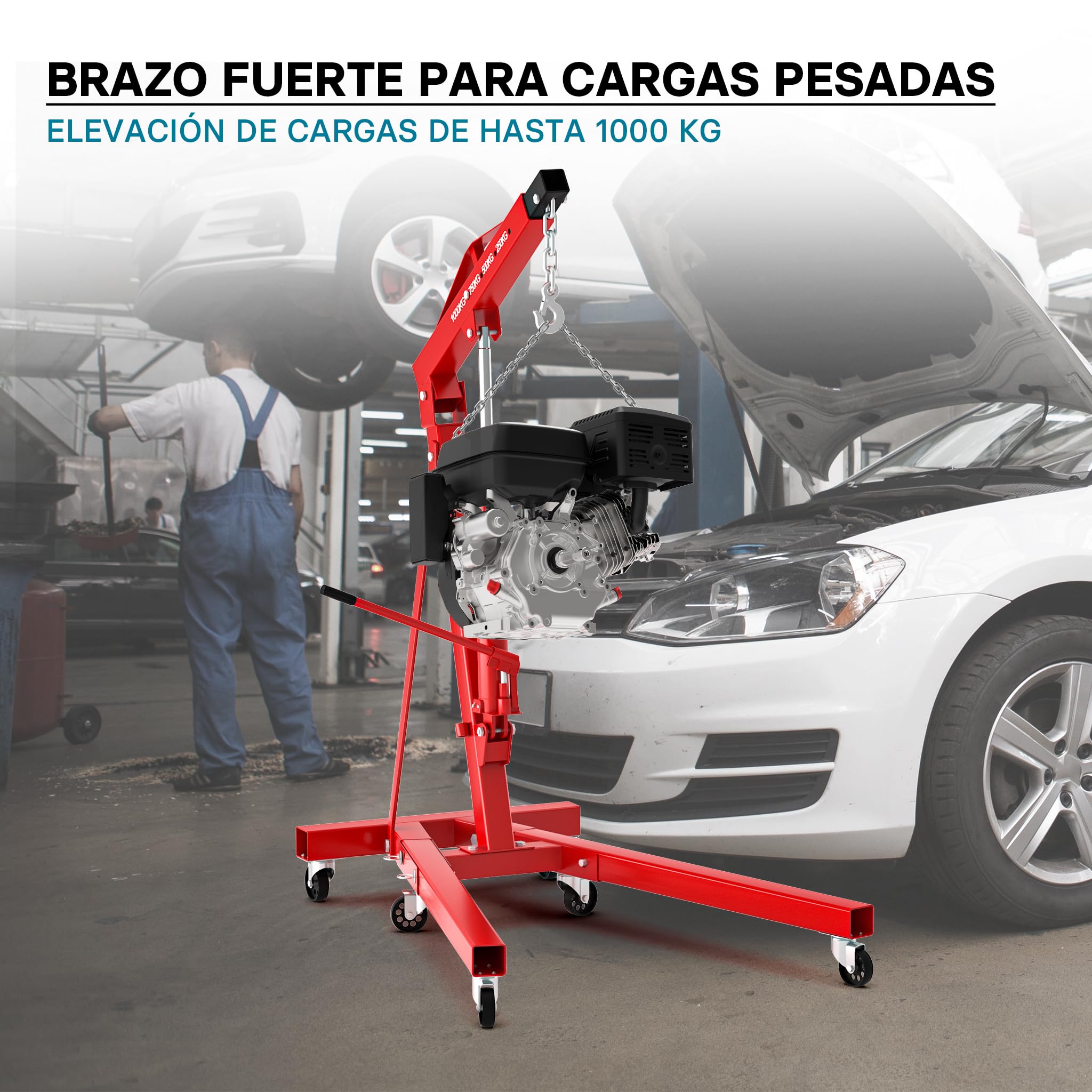 Grúa de Taller Plegable 1000kg Grúa elevación de Cargas Elevar Motores Brazo elevación 857-1133 mm