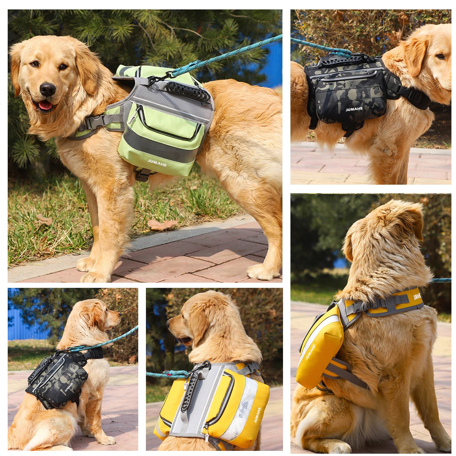 PETCUTE Zaino da Escursionismo per Cani, Imbracatura per Zaino per Cani con Strisce Riflettenti,Borsa da Sella per Cane con Tasche Laterali,per Viaggio Escursionismo