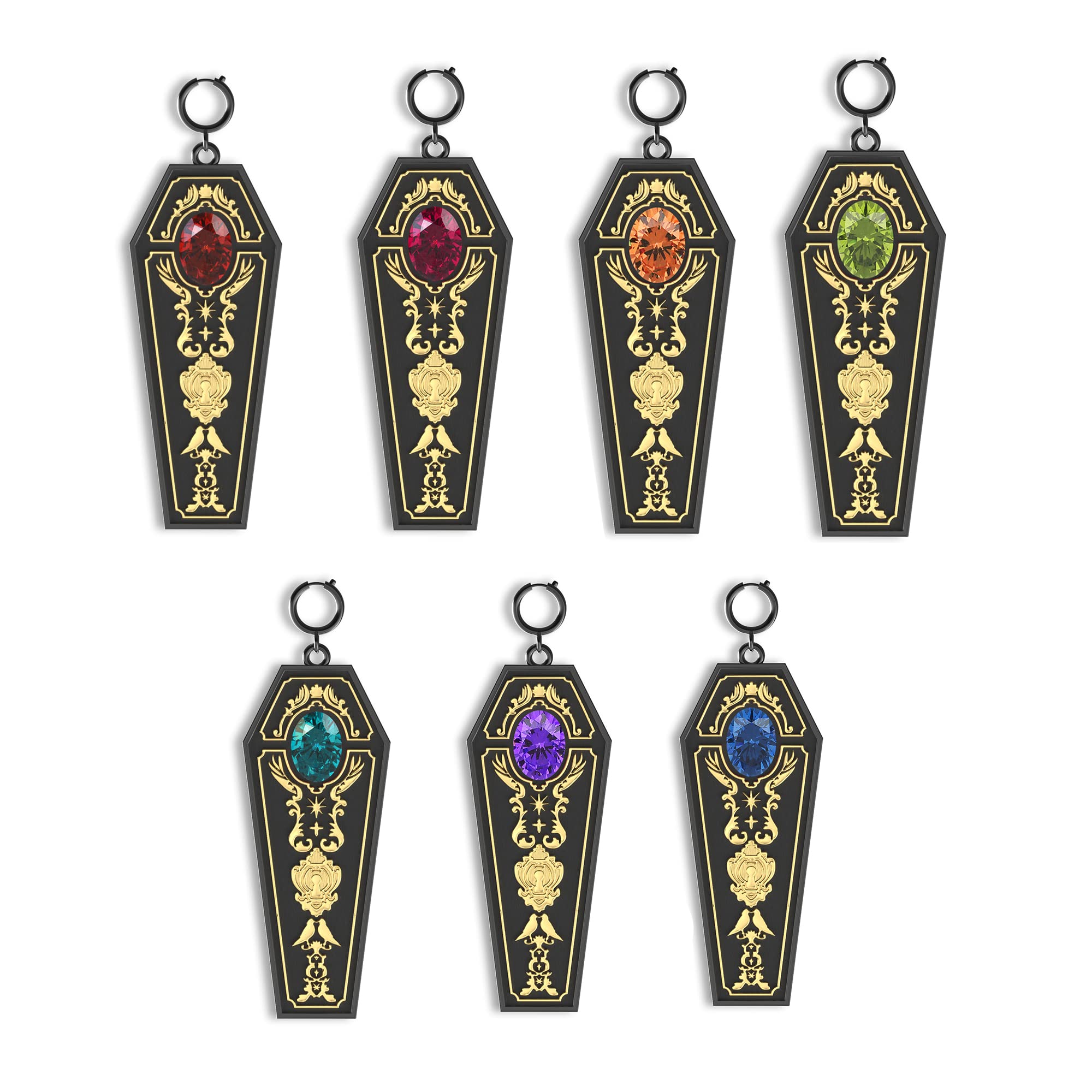 EHORIAEHORIA Halloween Decor 7 Pcs Coffin Shape Metal Zipper Pulls Replacement, Detachable Zipper Pull Tabs for Clothing Jackets Backpacks Purse, Halloween Charms Favors