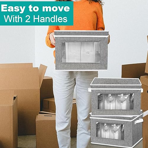 Miniatura 6 de Contenedores de almacenamiento de China  Caja de almacenamiento para copas de vino y taza de café con divisores, recipientes de almacenamiento de