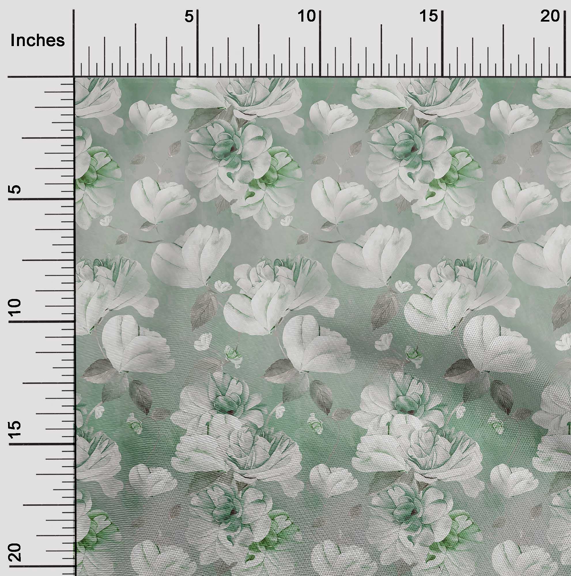 oneOone Georgette Viscose Dusty Teal Green Fabric Florals Sewing Material Print Fabric By The Yard 42 Inch Wide-FU4