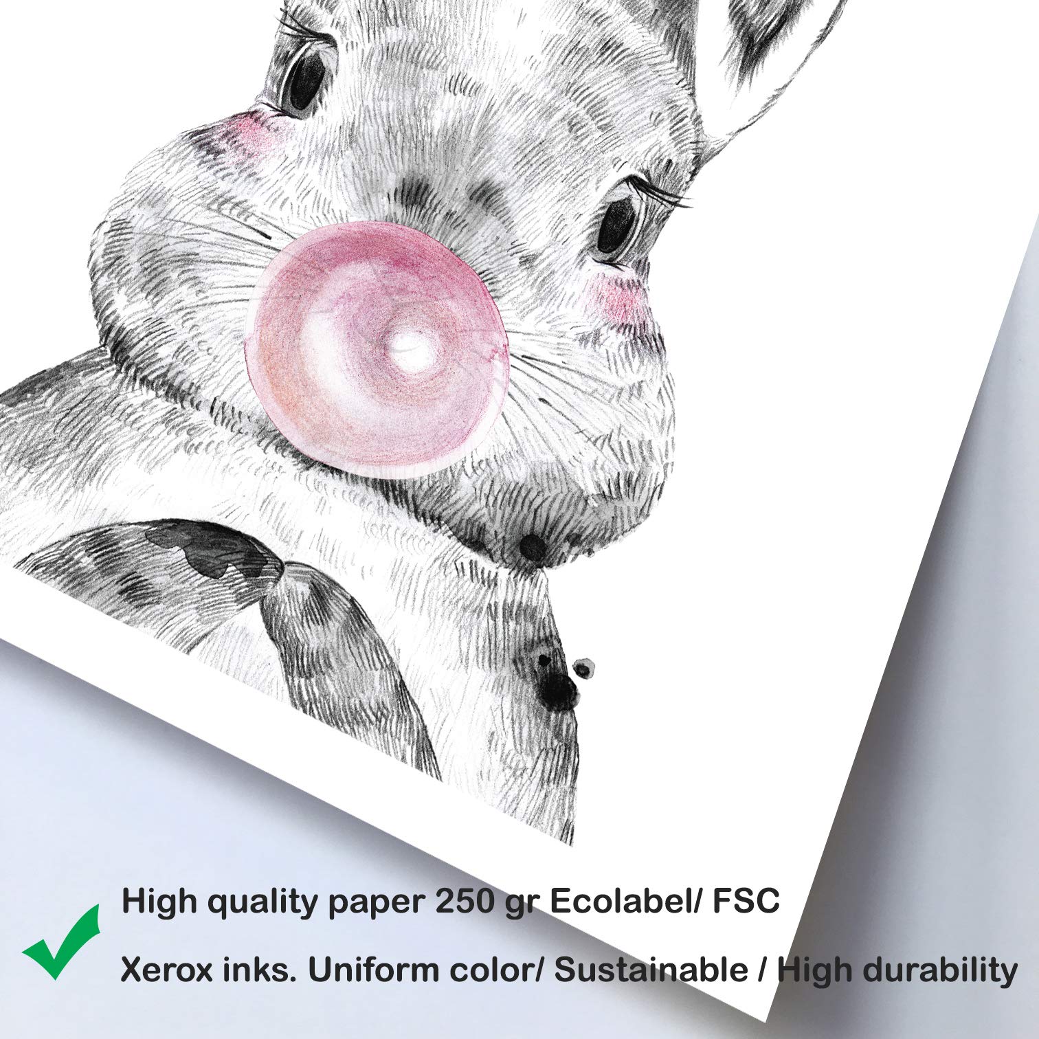 Nacnic Set of 4 posters for children and children's room Scandinavian style with bubblegum pink A4Animales size unframed - Image 2