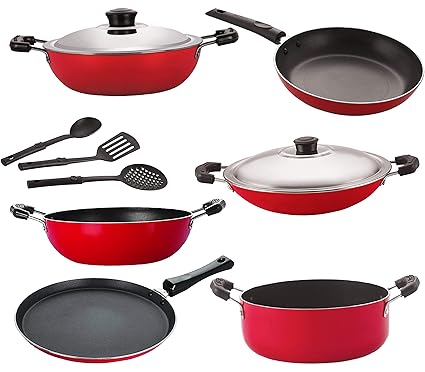 Nirlon 3 Layer Non-Stick Dishwasher Safe Cookware Utensil Combo Gift Set Offer [26_KD13_DKDB_CH_FT10_Cass20_TP24_3SPN]