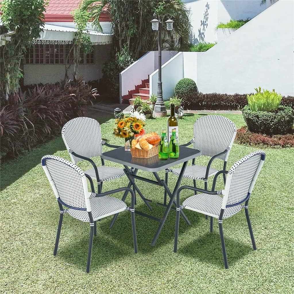 Set of 4 Patio Dining Chairs with Stackable arms no Assembly Required