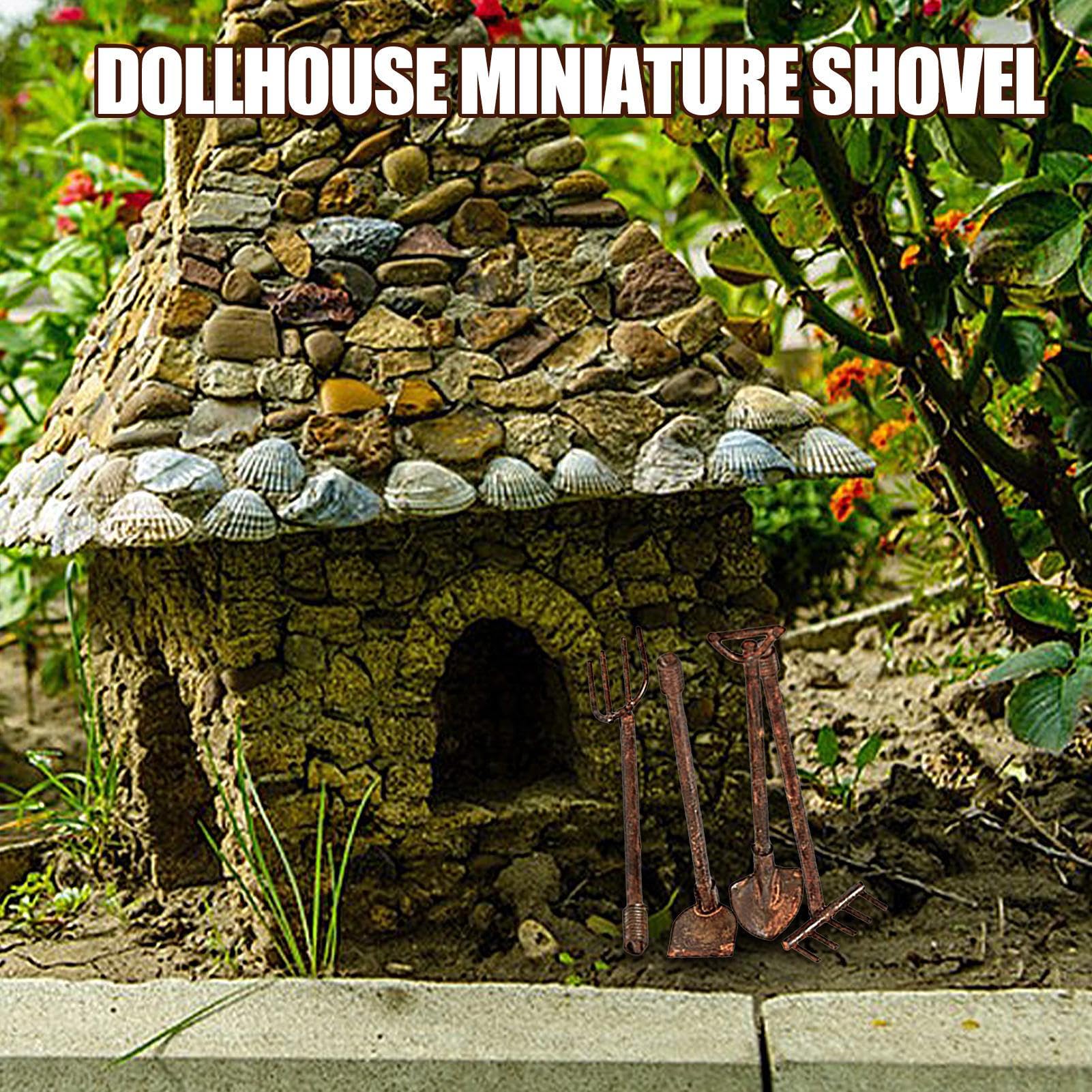 3-teiliges Mini-Gartenwerkzeug-Set 1:12 – Schaufel, Rechen, Hacke Für Puppenhaus & Diorama | Detailierte Deko