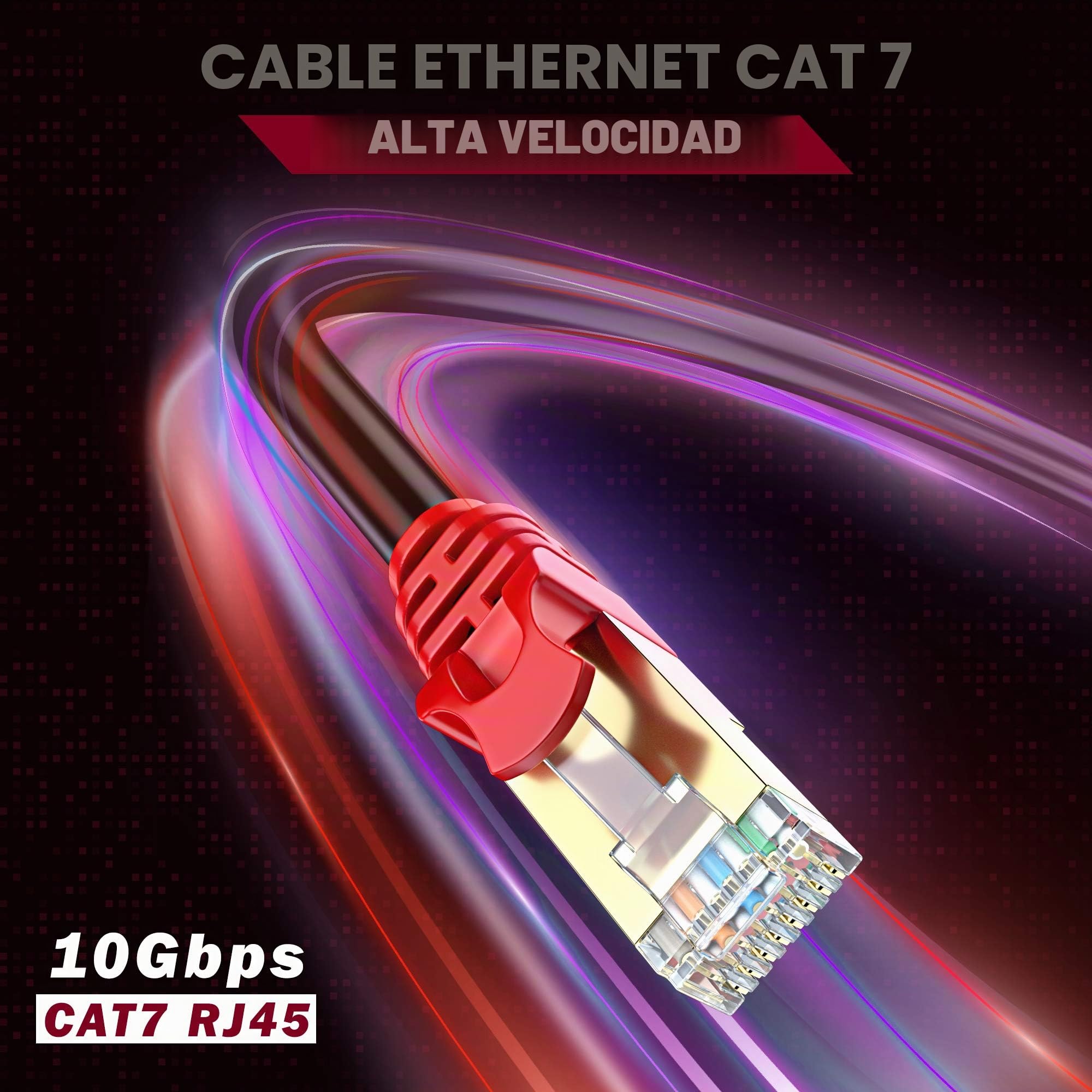 MutecPower 75m CAT 7 Impermeable Cable de Red Ethernet SSTP 600 MHz Negro