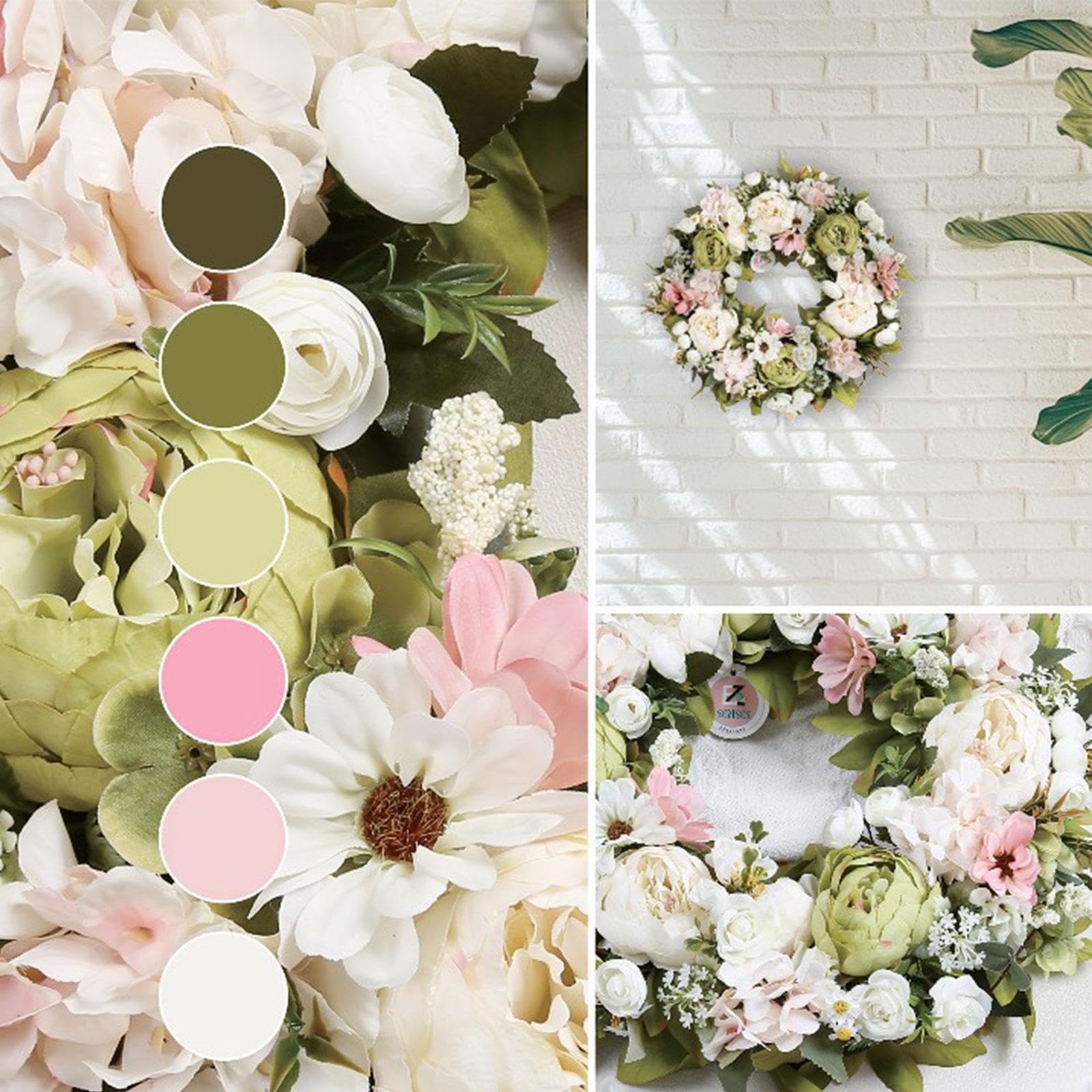Ghirlanda Floreale Da 45 Cm (18 Pollici) con Foglie Peonie, Ideale per Decorare Un Ufficio O per Feste.