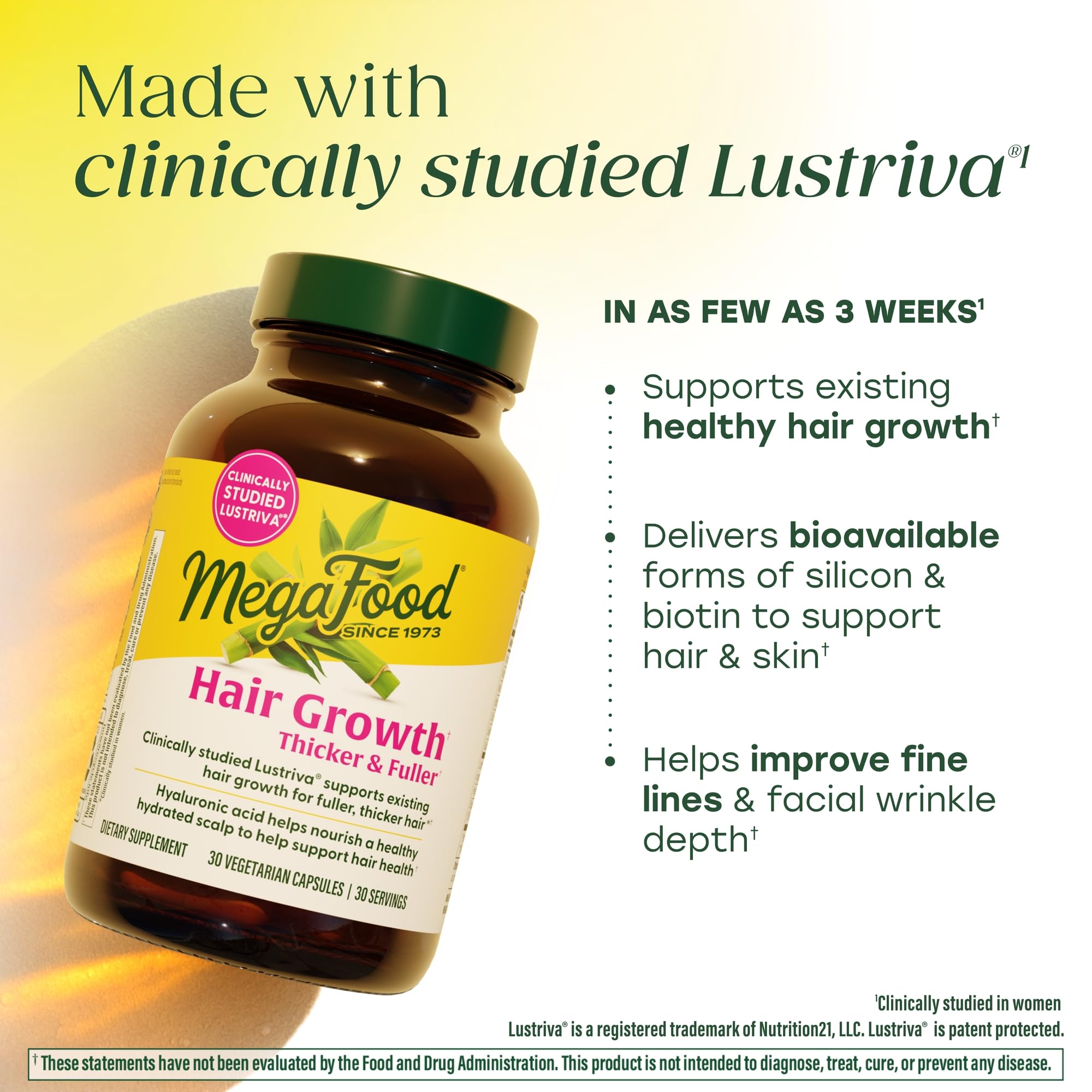 MegaFood Hair Growth, Lustriva, Hyaluronic Acid & Biotin, 30 Capsules — Amazon image 4