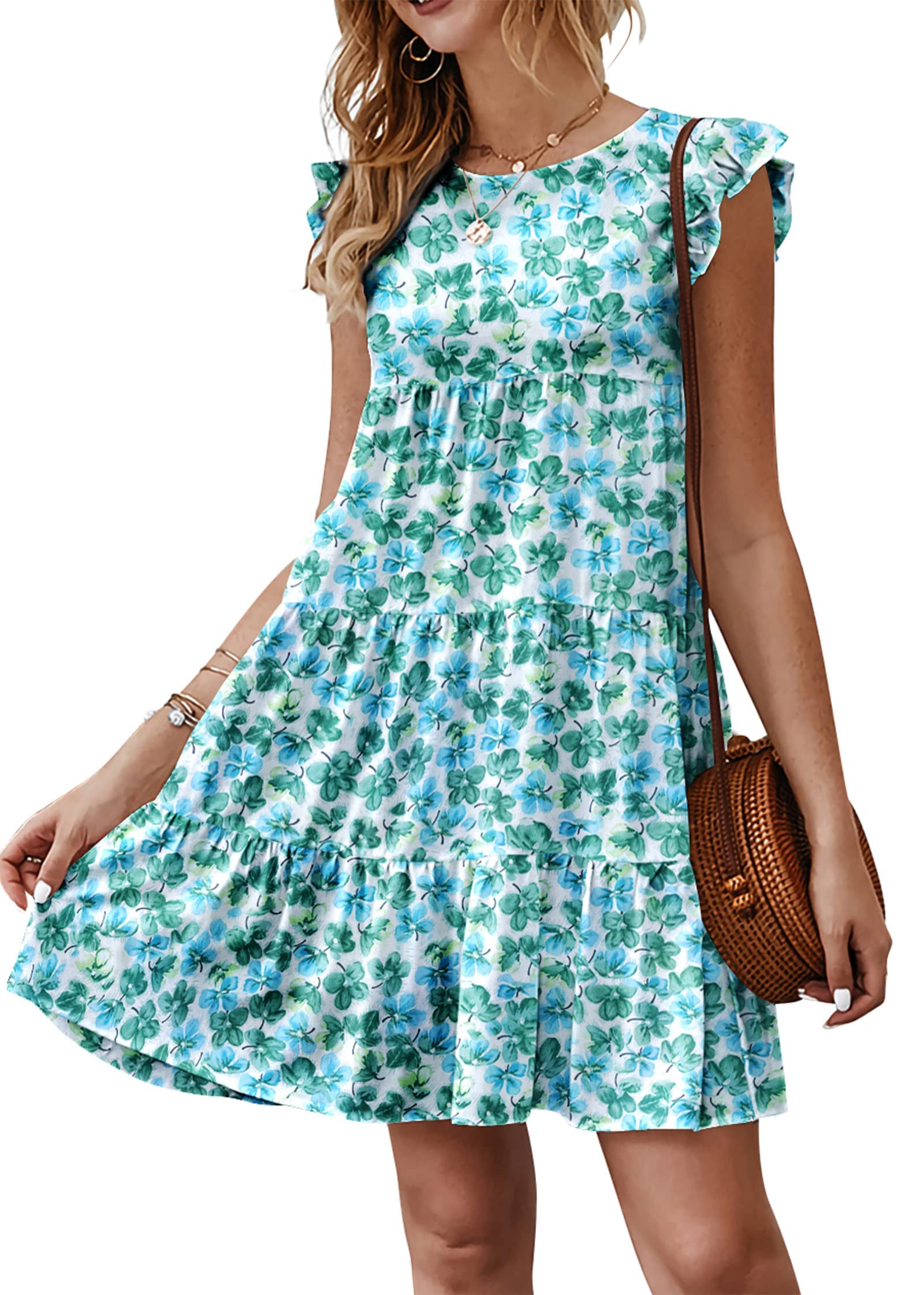 KIRUNDO Summer Dresses for Women Sundress Babydoll Dress