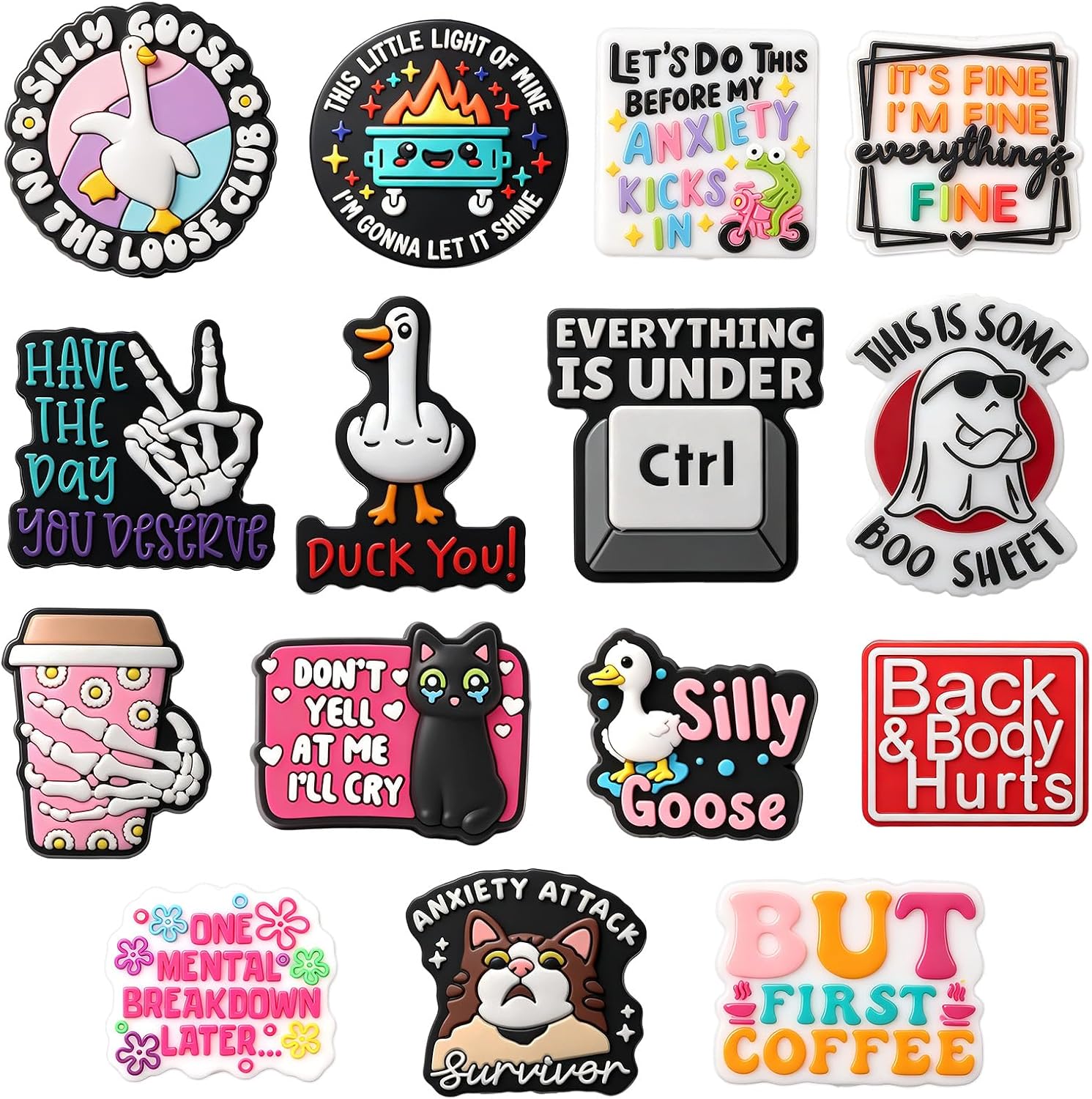 Watersay 30 Pcs Funny Focal Beads, Sarcastic Phrase Silicone Beads Humor DIY Crafts Accessories for Pens Necklace Keychains Bracelets Lanyards Phone Chain Charms Jewelry Making Coworker (30 Style)