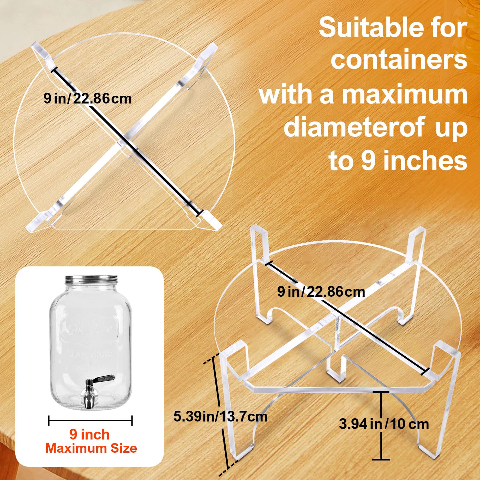Acrylic Glass Water Juice Drink Beverage Dispenser Floor Pitcher Stand Base for Parties, Home, Catering Events(Fit Max 9 Inch Glass Drink)