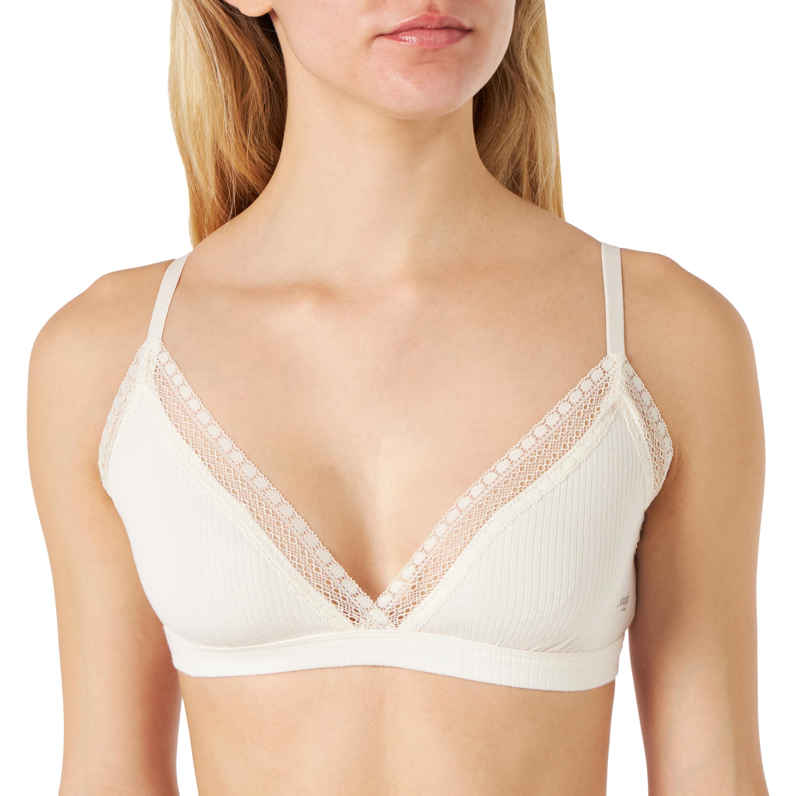 Sloggi Women's GO Ribbed R Bralette Bustier, Angora, S