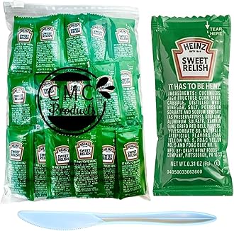 Gift Set: Relish Packets (9g) – 25 Count with Spreader in Food-Safe Slide-Seal Bag by CMC Products (approximately 25 packets)
