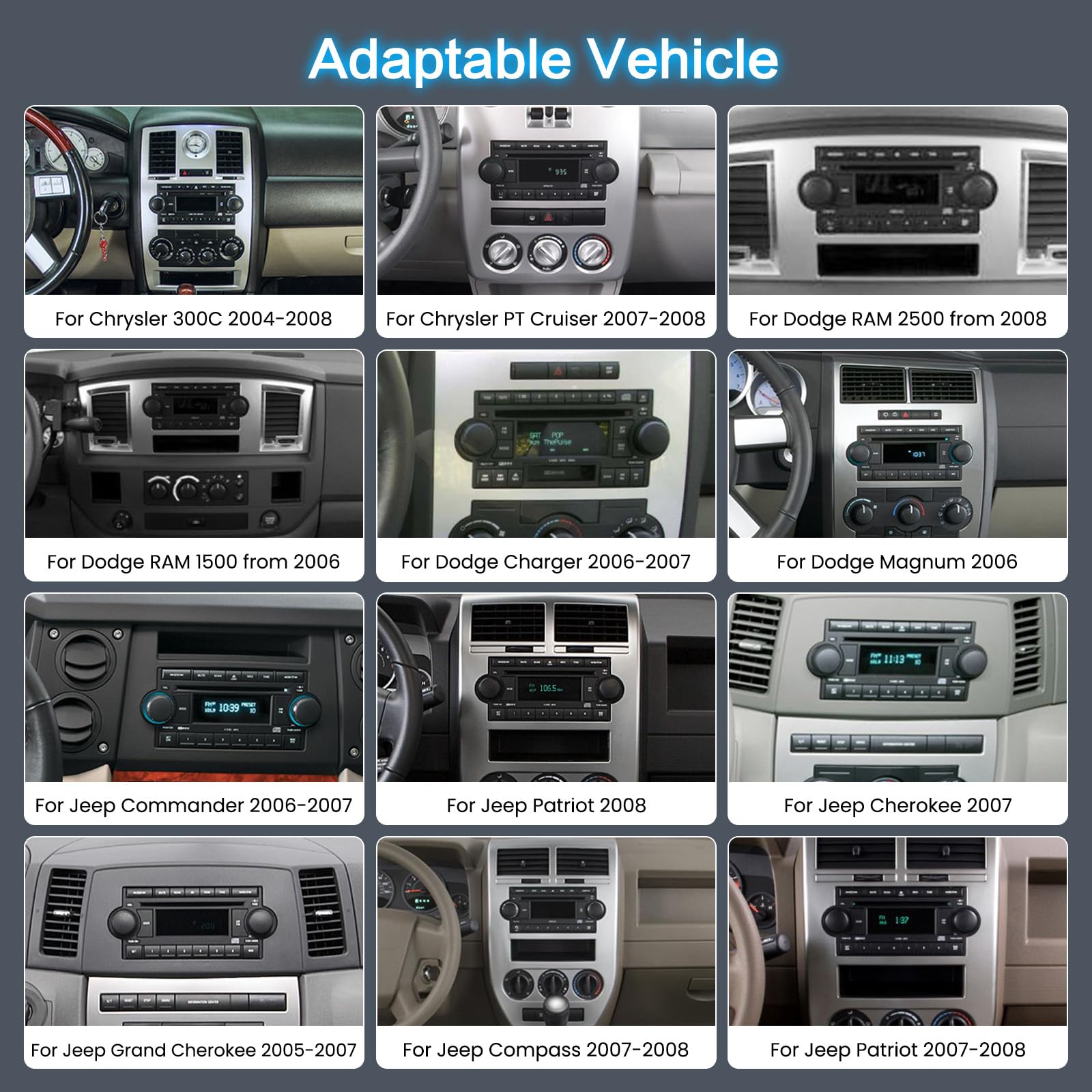 2+64G Inefala para Jeep Grand Cherokee/Compass/ChrysIer 300c 2005-2007 Android 13 Radio de Coche, 6.2 Pulgadas Pantalla táctil inalámbrica CarPlay Android Auto GPS WiFi BT WiFi FM/RDS Cámara Trasera