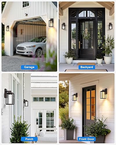 Miniatura 27 de VIANIS Accesorios de iluminación exterior negros para montaje de pared para casa, paquete de 2 luces de porche al aire libre del atardecer al