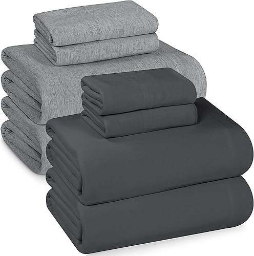 Utopia Bedding Juego de sábanas de punto jersey Queen (paquete de 8, gris claro y oscuro) disponible en Yaxa Venezuela