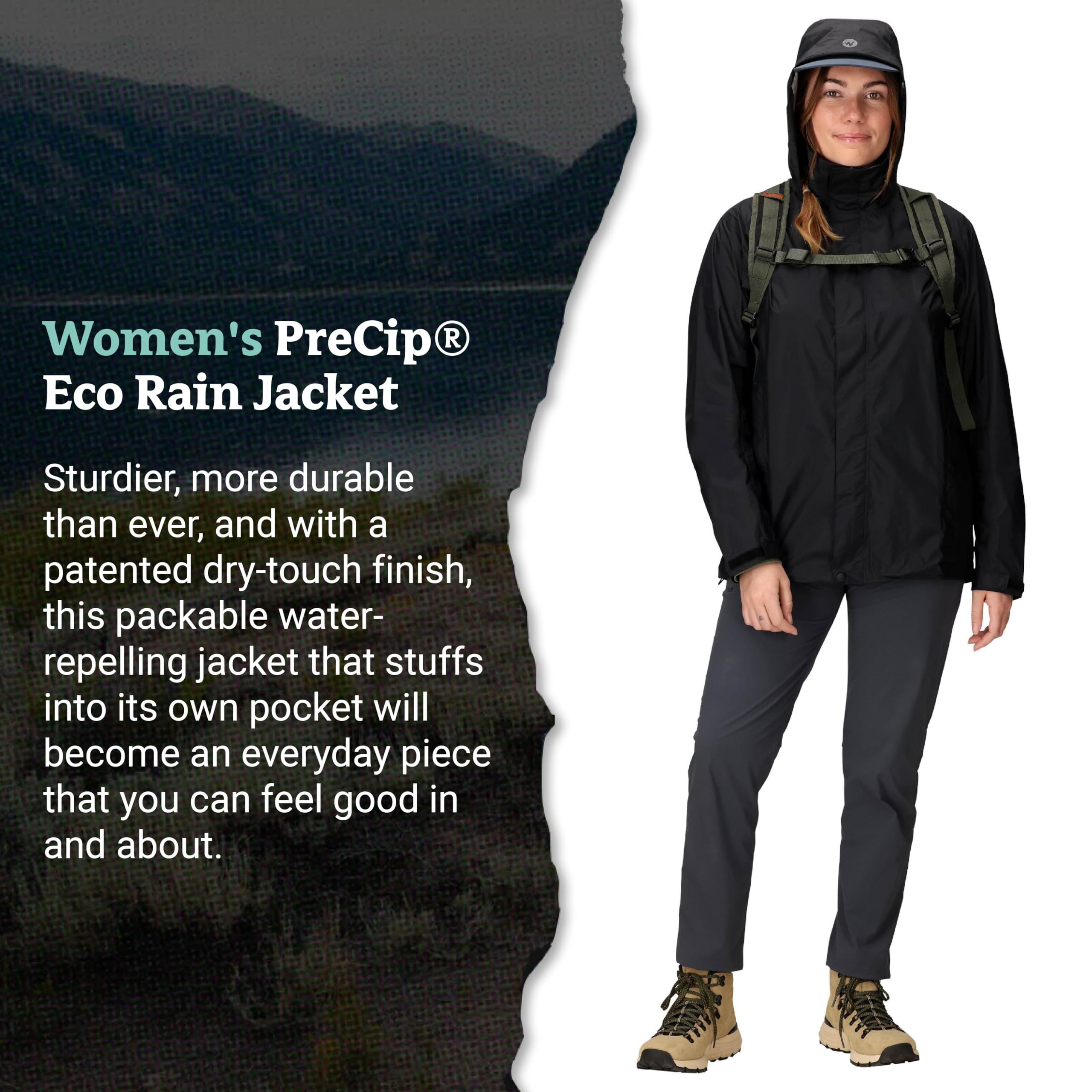 Marmot Women's Precip Eco Jacket Chaqueta impermeable para lluvia, chubasquero transpirable con capucha, cortaviento ligero hardshell para senderismo y bicicleta Mujer (Pack de 1)