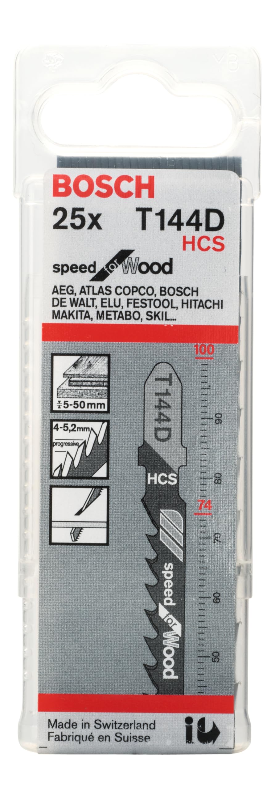 Bosch 25x Lames de scie sauteuse T 144 D Speed for Wood (pour Bois résineux, Panneau aggloméré, Longueur 100 mm, Professional Accessoire Scie sauteuse)