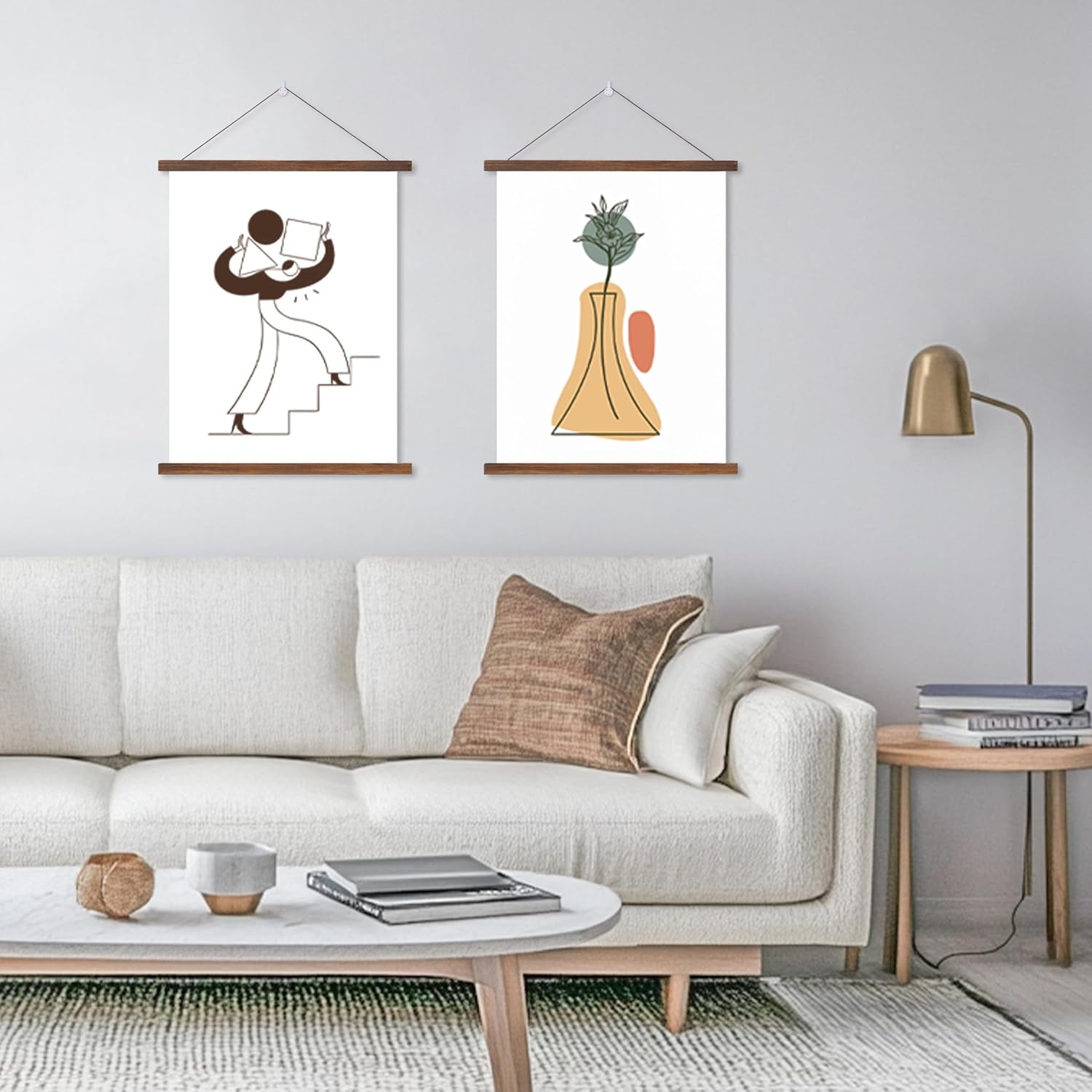 HEART ART Magnetic Poster Hanger Frame,20x30,20x24,20x28 Poster Frame Wood Wooden Magnet Hanging Kit for Walls Map Canvas Artwork (Teak Wood,3 PACK)