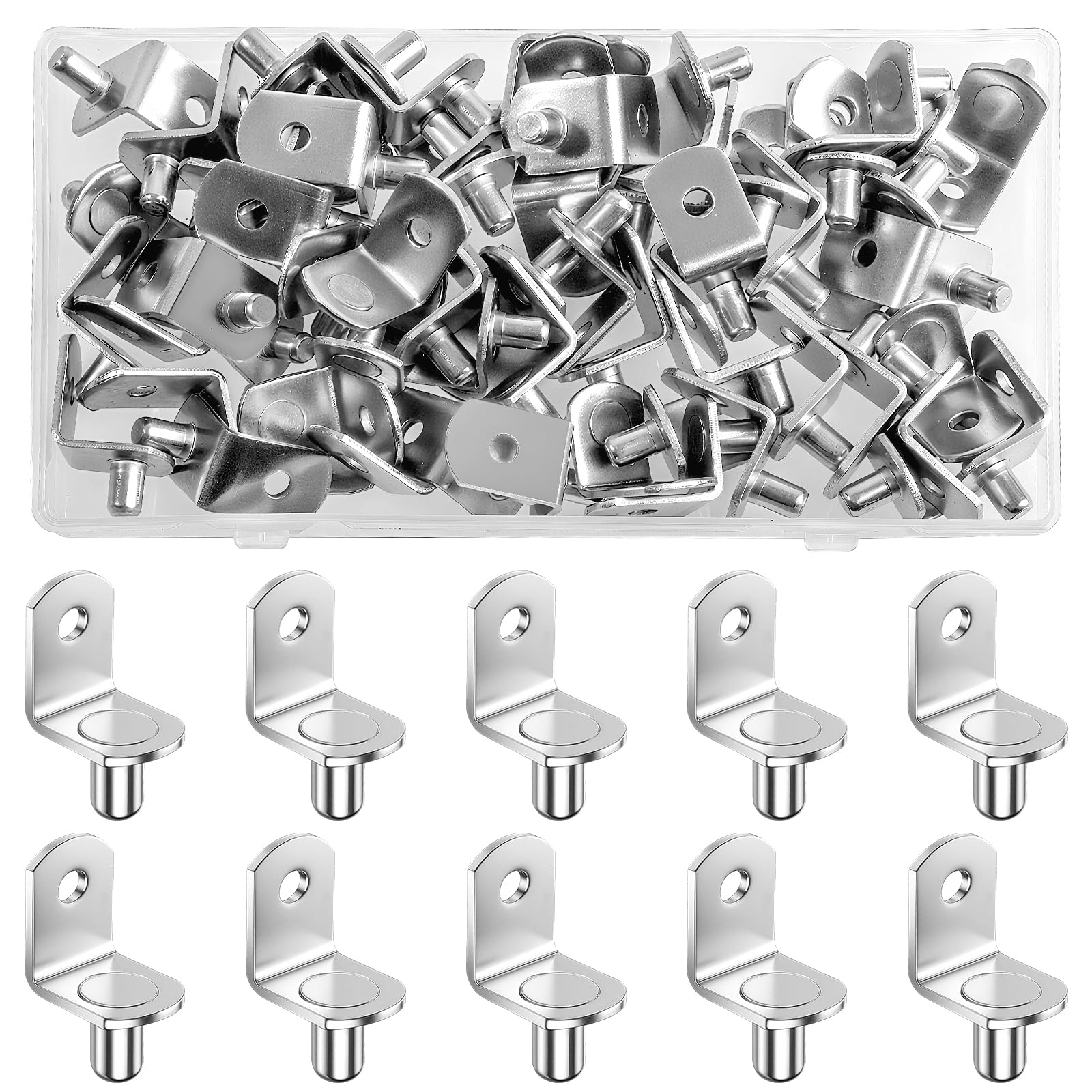 60pcs L-Shaped Shelf Support Pegs，Cabinet Shelf Pins Hardware Clips Holders for Kitchen Furniture